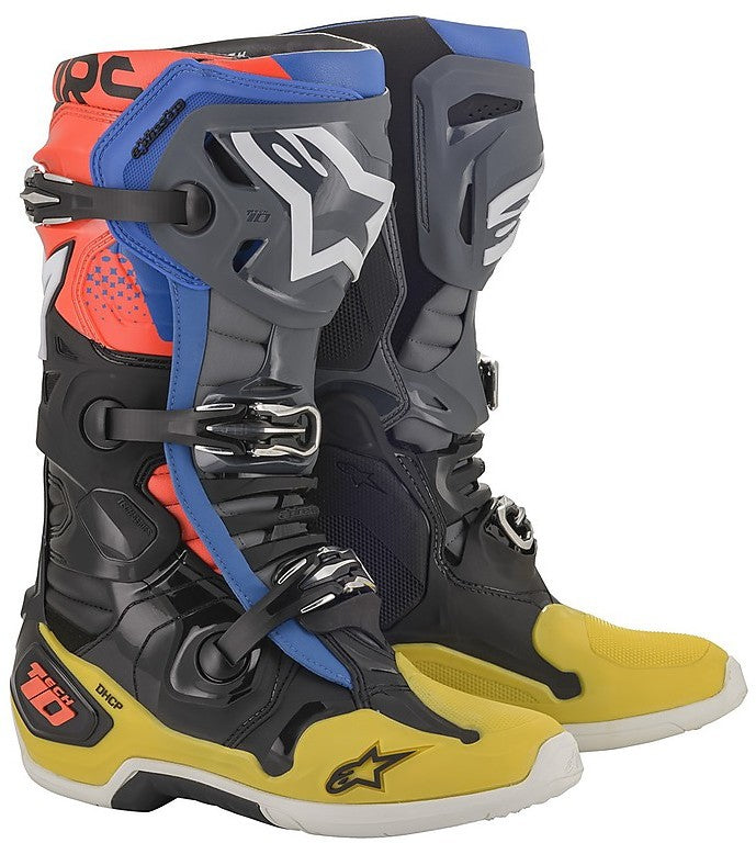 Stivali Alpinestars Tech 10 - Black Yellow Blue Red Fluo