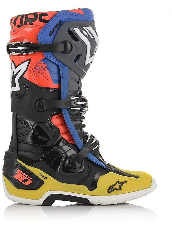 Stivali Alpinestars Tech 10 - Black Yellow Blue Red Fluo