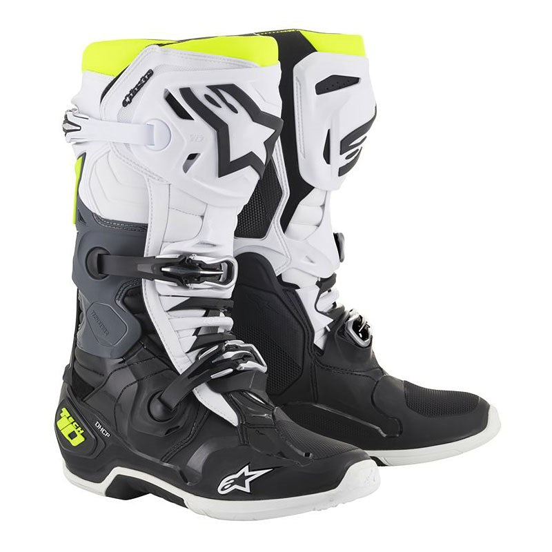 Alpinestars Tech 10 Boots - Black White Yellow Fluo