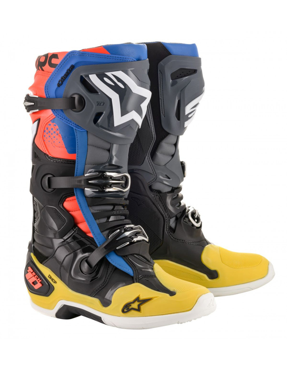 Stivali Alpinestars Tech 10 - Black Yellow Blue Red Fluo