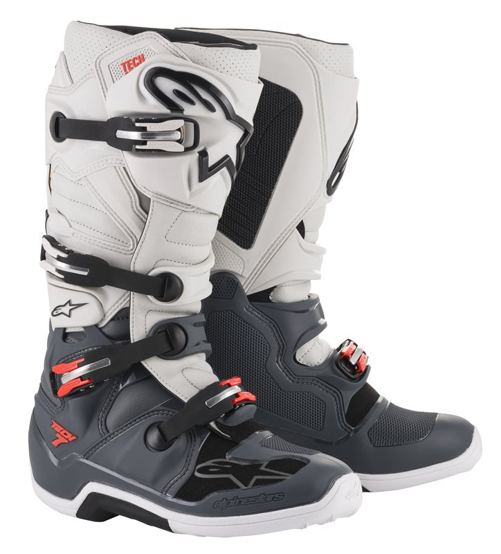 Alpinestars Tech 7 Boots - Gray Red Fluo