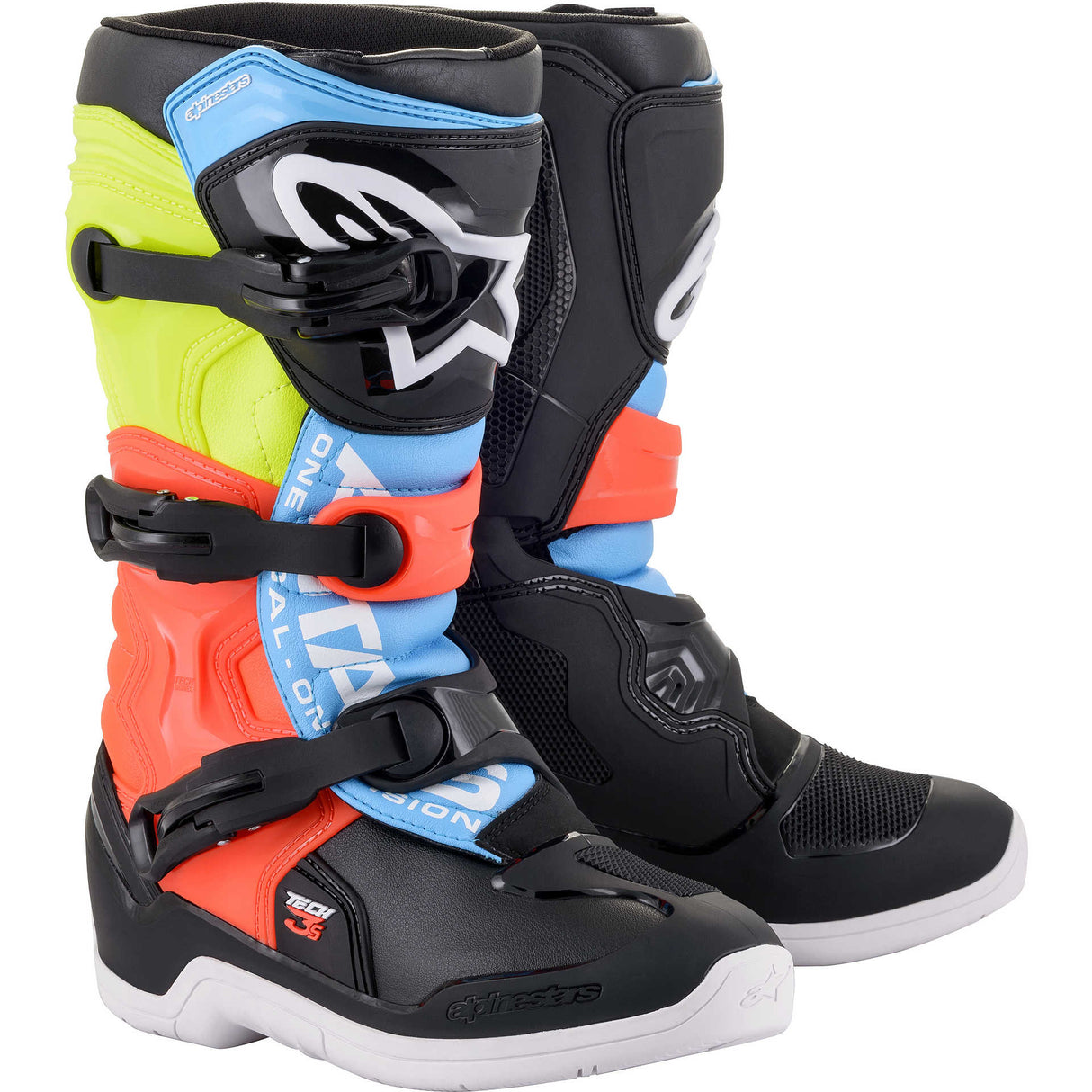 Stivali Alpinestars Tech 3S Youth - Nero / Giallo / Rosso Fluo