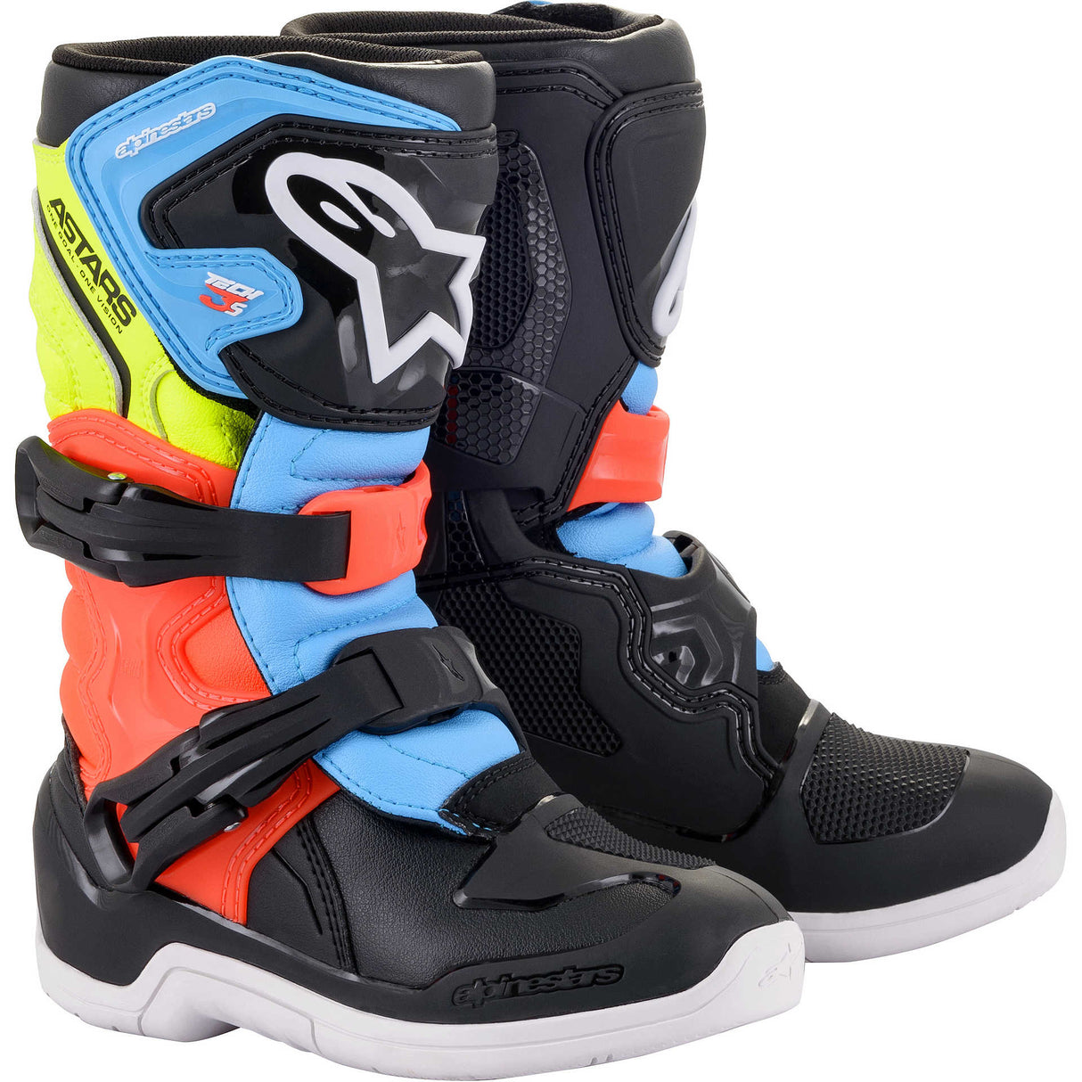 Stivali Alpinestars Tech 3S Kids - Nero / Giallo / Rosso Fluo