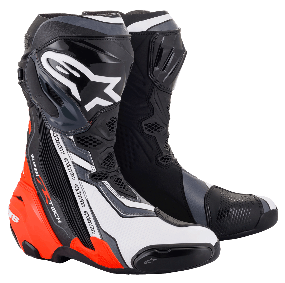 Stivali Alpinestars Supertech R - Nero Rosso Fluo Bianco