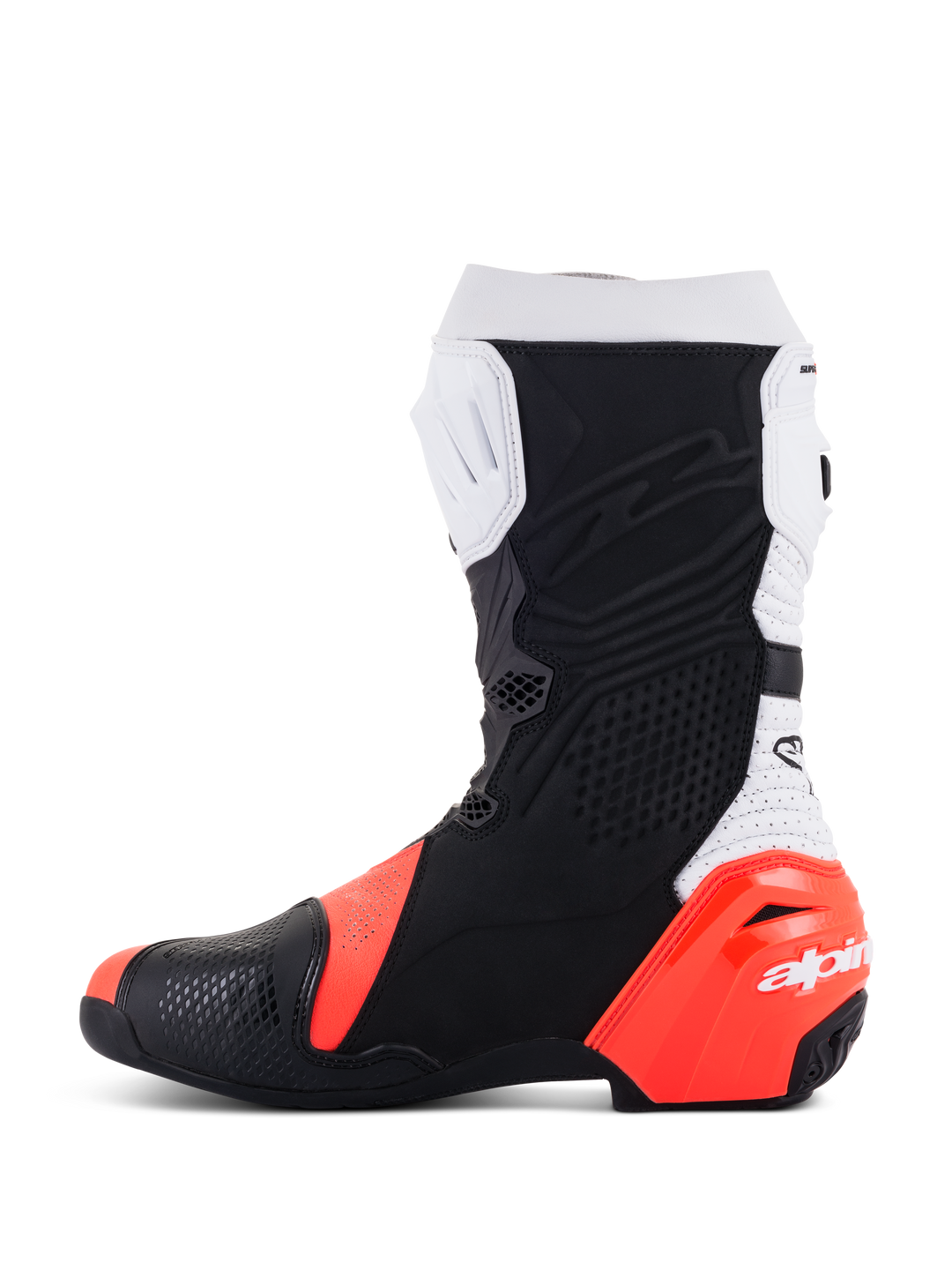 Stivali Alpinestars Supertech R Vented - Nero Bianco Rosso Fluo