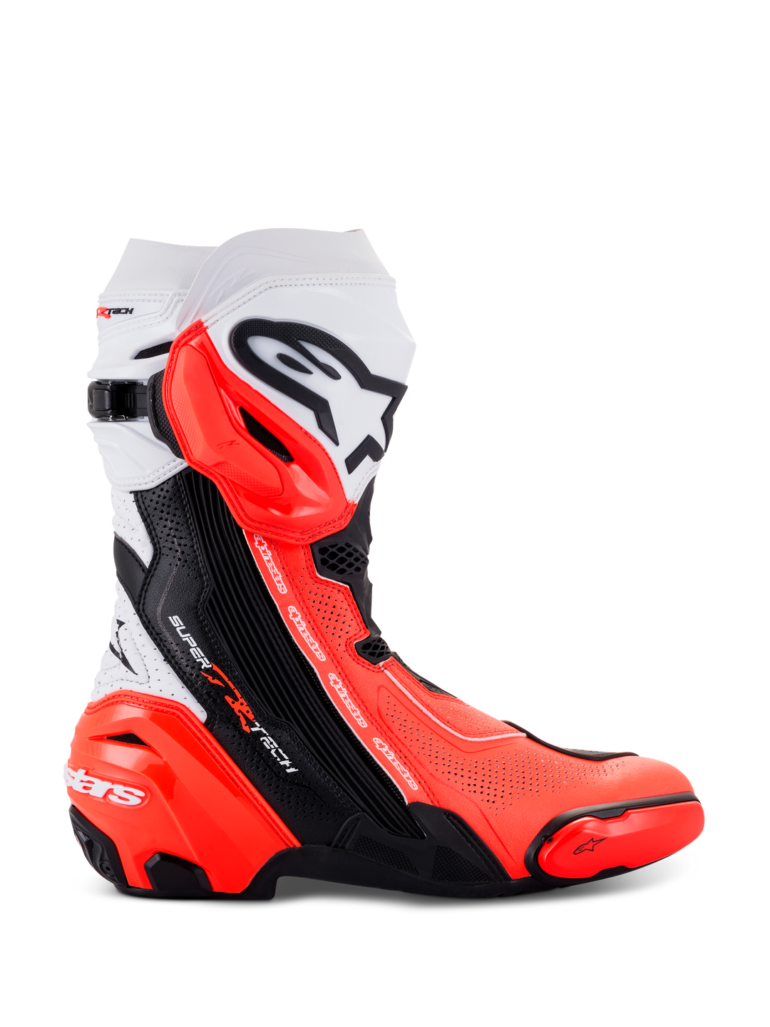 Stivali Alpinestars Supertech R Vented - Nero Bianco Rosso Fluo