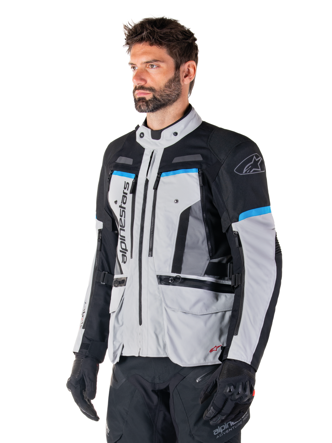 Giacca Moto Alpinestars Bogota' Pro Drystar - Grigio Nero Ciano