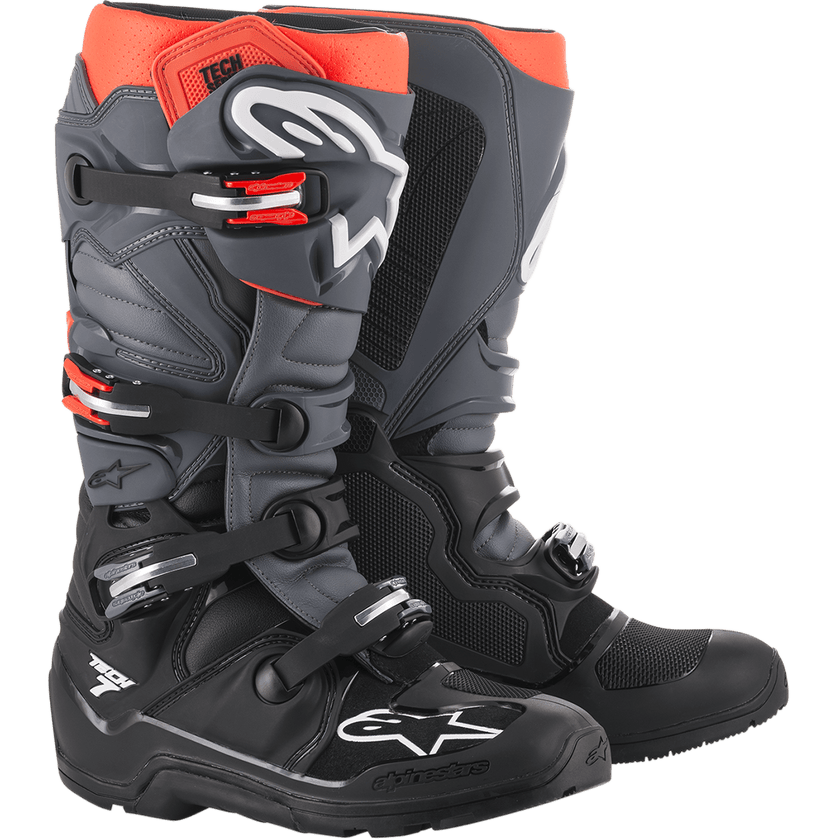 Alpinestars Tech 7 Enduro Boots - Black Grey Red Fluo