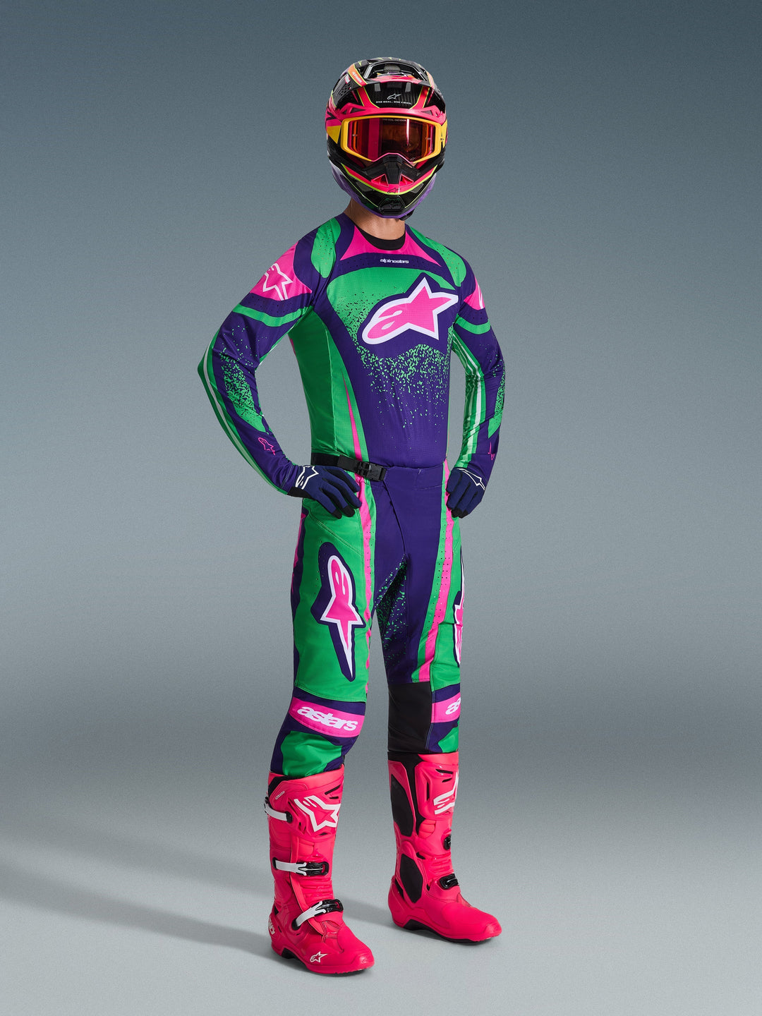 Pantaloni Alpinestars Techstar NOMUR - Viola Verde Rosa