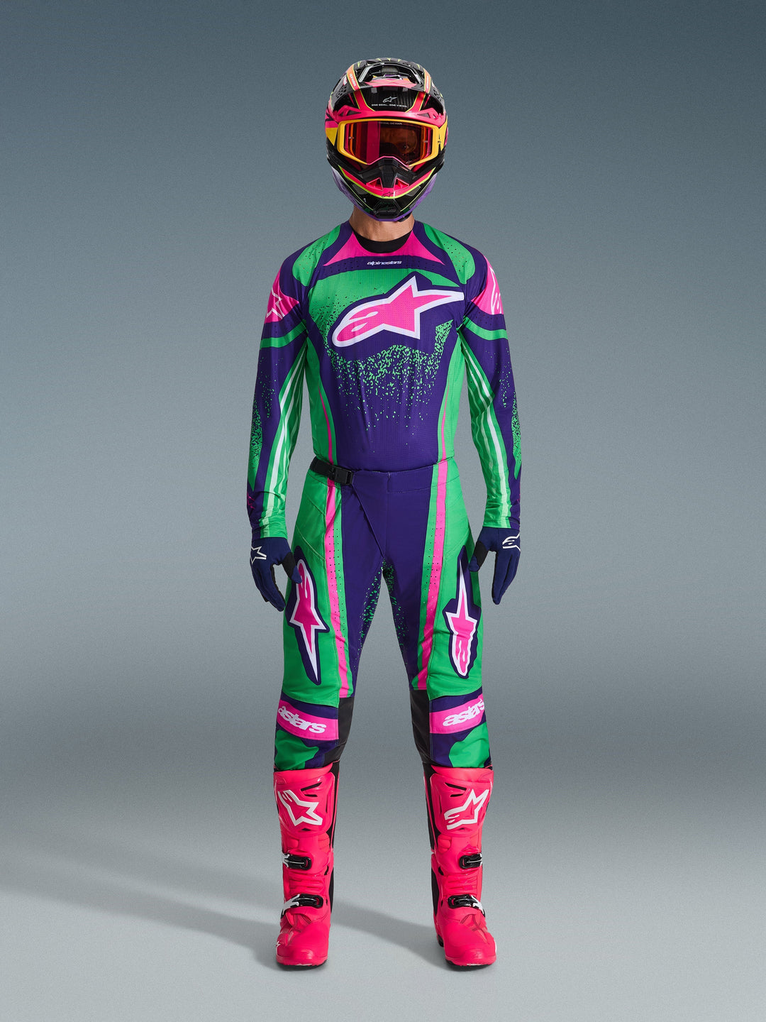 Pantaloni Alpinestars Techstar NOMUR - Viola Verde Rosa