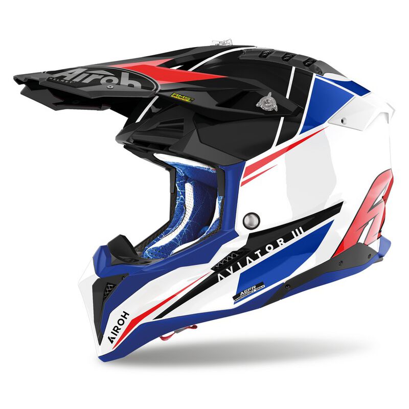 Airoh Aviator 3 PUSH Helmet - Blue/Red Gloss