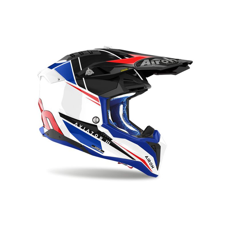 Airoh Aviator 3 PUSH Helmet - Blue/Red Gloss