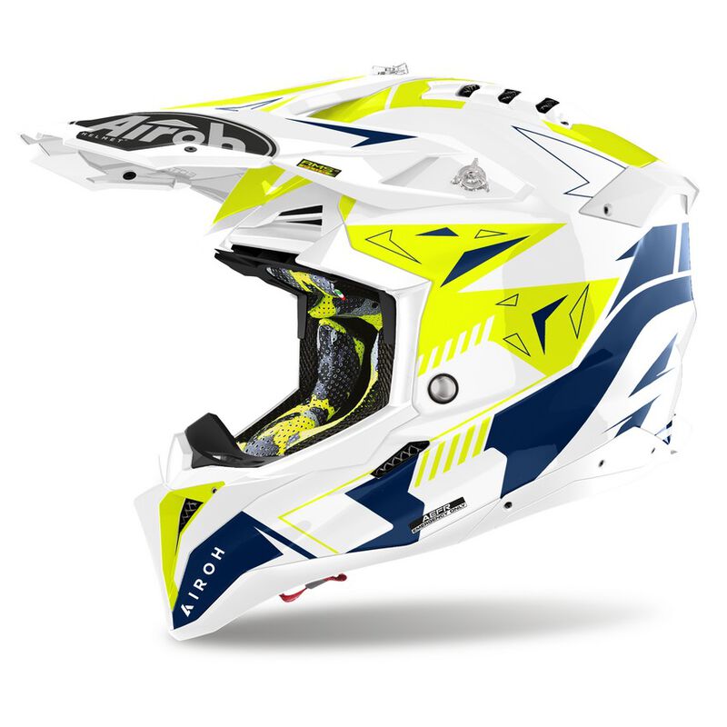 Airoh Aviator 3 SPIN Helmet - Yellow/Blue Gloss