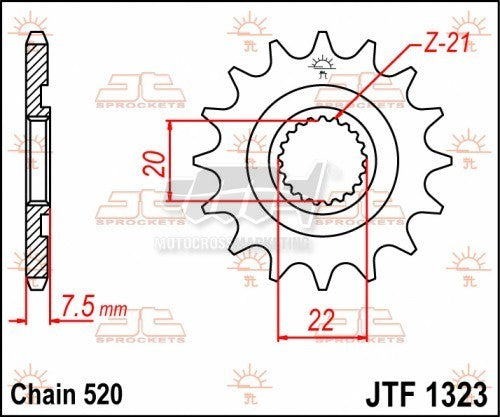 Pignone in acciaio JT - Honda CR 125 / CRF 250