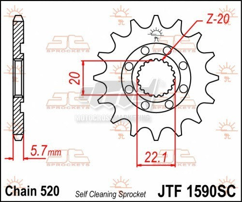 Pignone in acciaio JT - Yamaha YZ 125 YZF 250 / Fantic XE XXF