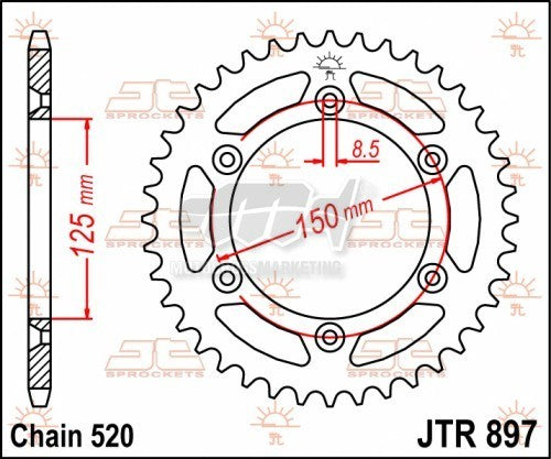 Corona in acciaio JT - Gas Gas / Husaberg / Husqvarna / KTM - Nero