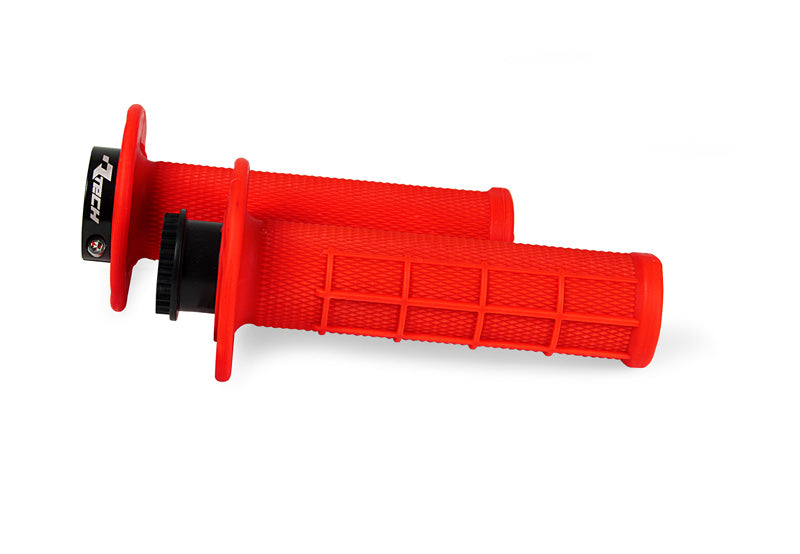 Manopole Rtech R20 WAFFLE Lock-on Universali - Rosso Neon