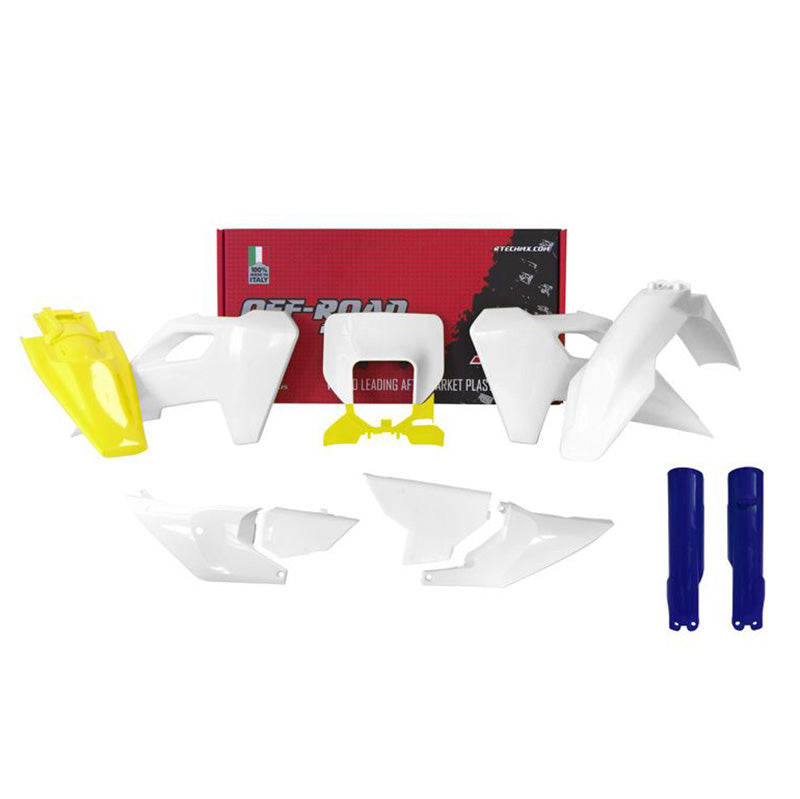 Kit plastiche Husqvarna TE / FE 2024 - Bianco Giallo Blu - con parasteli