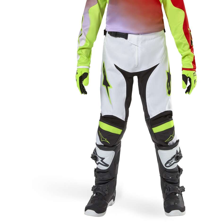 Pantaloni Alpinestars Racer Lucent Ragazzo - Bianco Nero Giallo