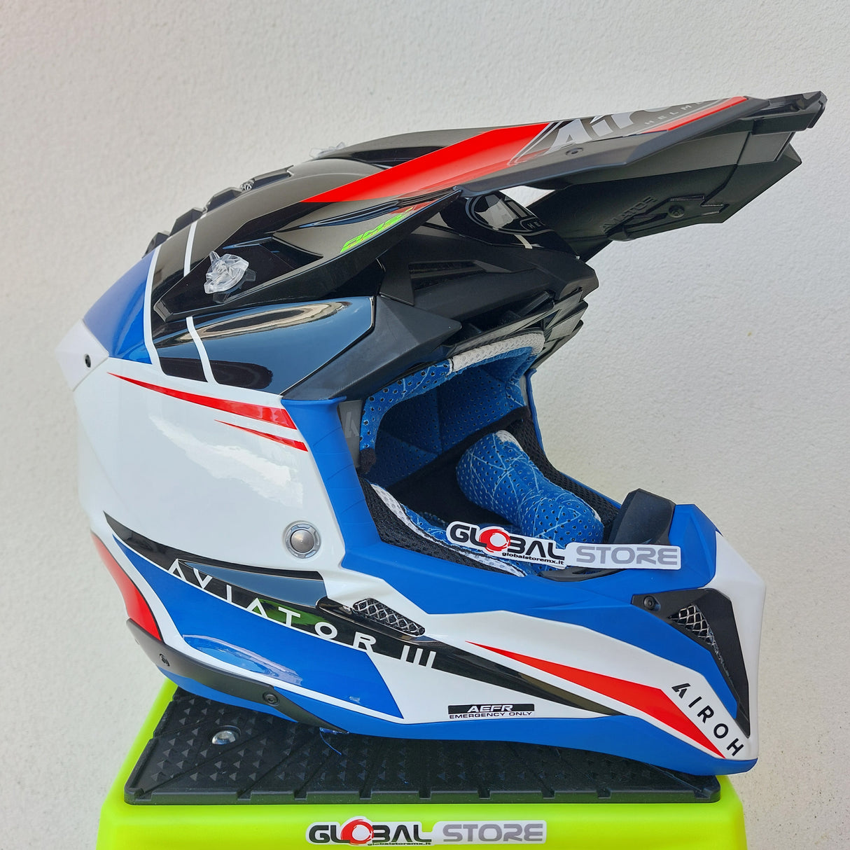 Airoh Aviator 3 PUSH Helmet - Blue/Red Gloss