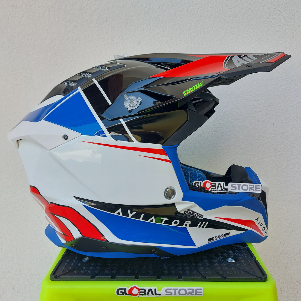 Airoh Aviator 3 PUSH Helmet - Blue/Red Gloss