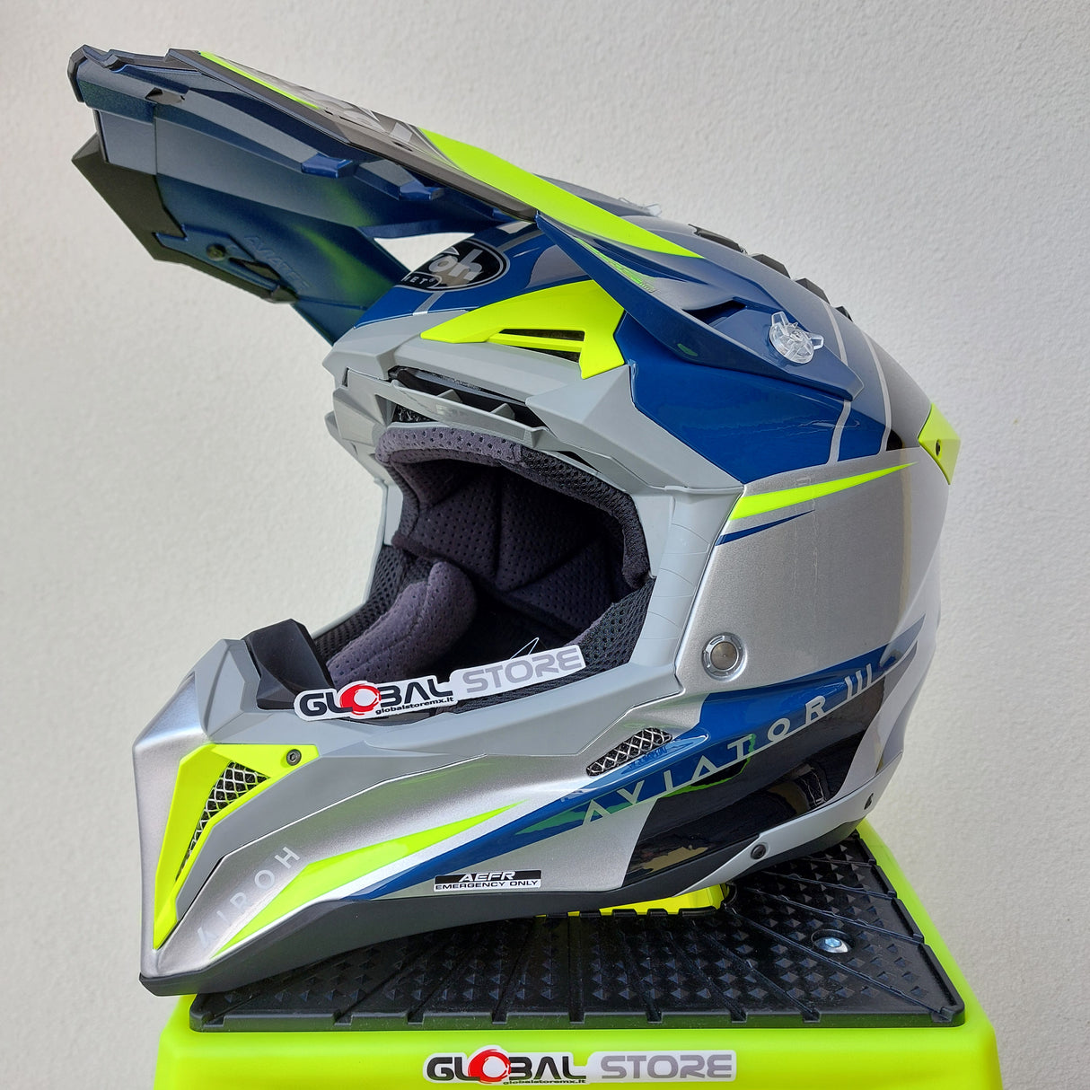 Airoh Aviator 3 PUSH Helmet - Blue Gloss