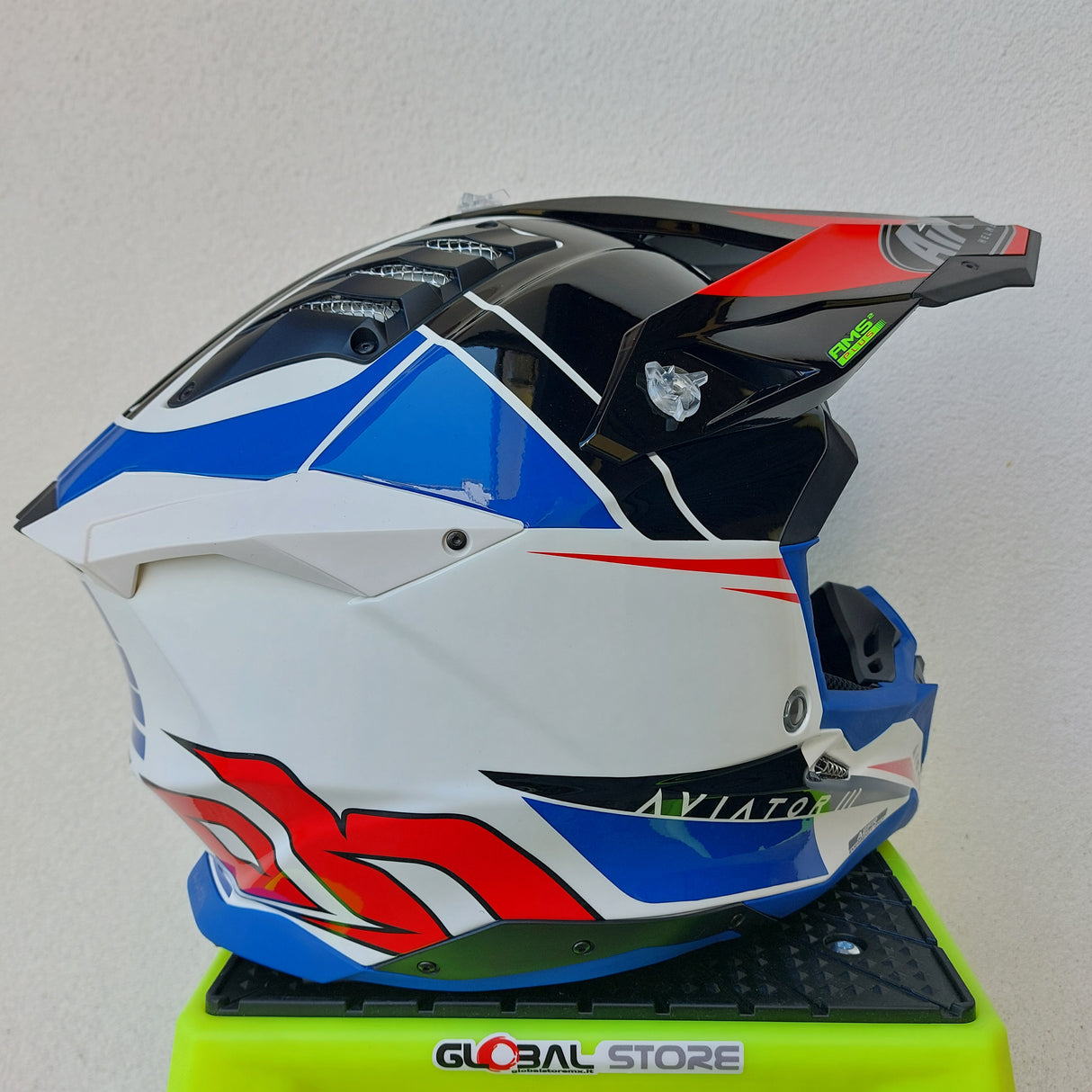 Airoh Aviator 3 PUSH Helmet - Blue/Red Gloss