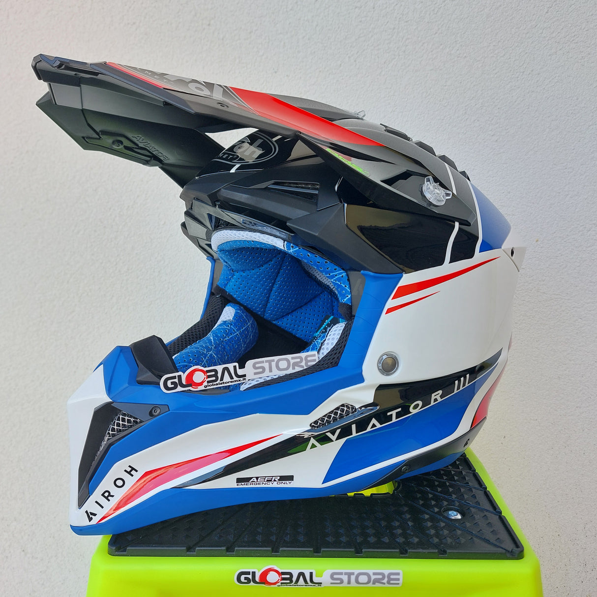 Airoh Aviator 3 PUSH Helmet - Blue/Red Gloss