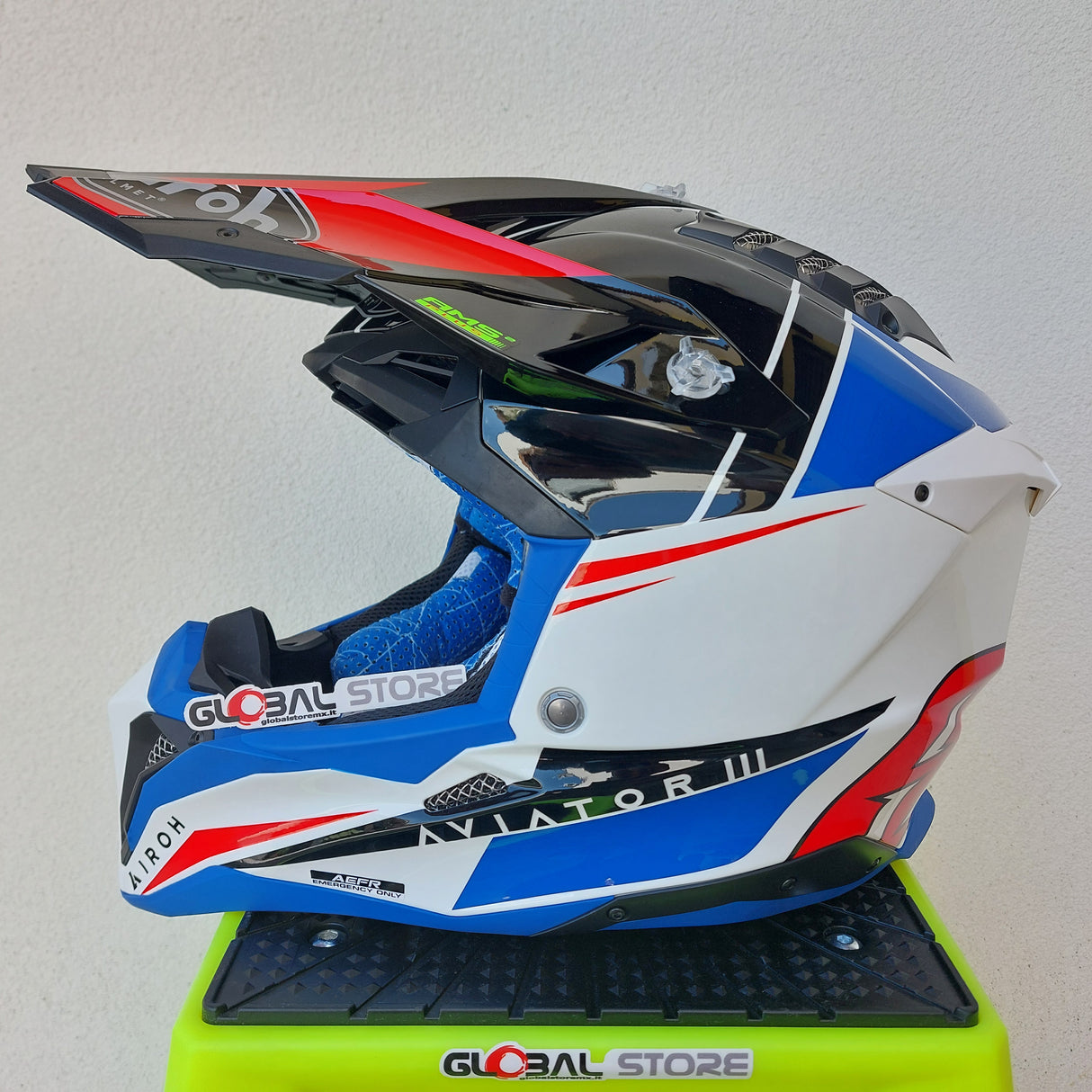 Airoh Aviator 3 PUSH Helmet - Blue/Red Gloss