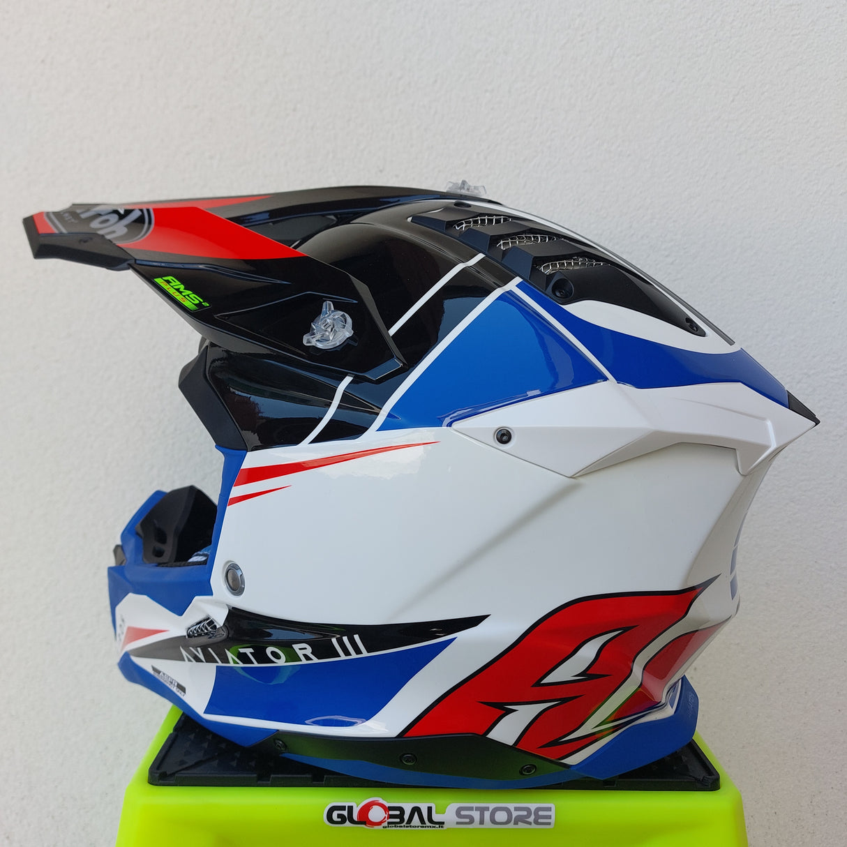 Airoh Aviator 3 PUSH Helmet - Blue/Red Gloss