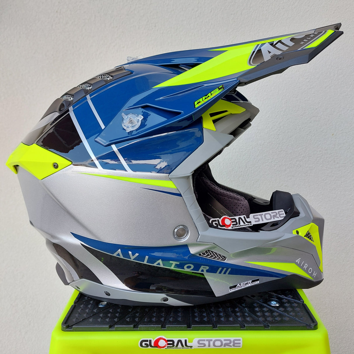 Airoh Aviator 3 PUSH Helmet - Blue Gloss