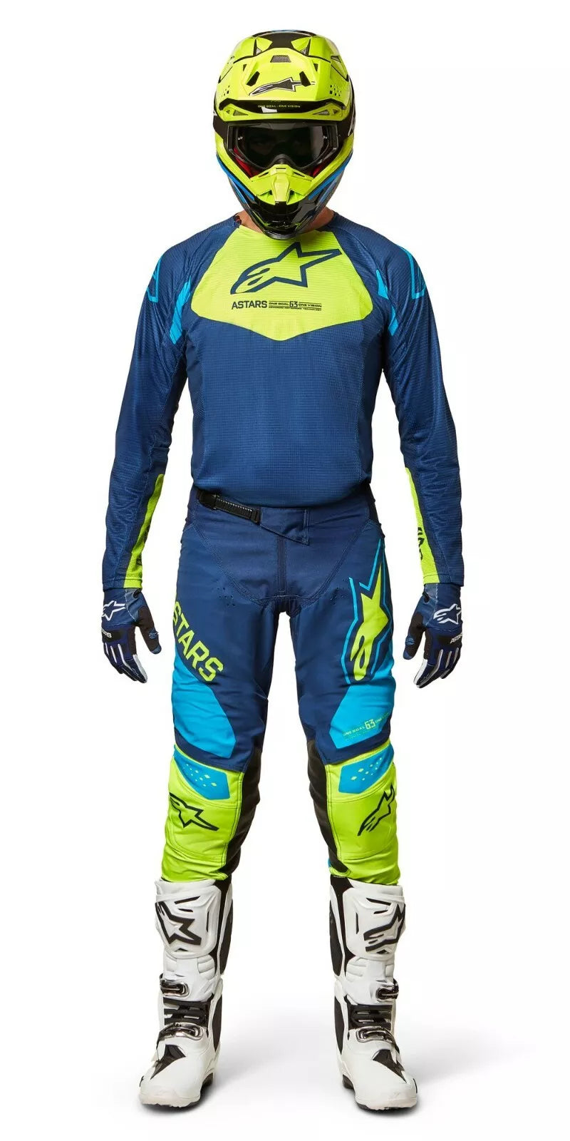 Pantaloni Alpinestars Techstar Factory - Blu Giallo Fluo