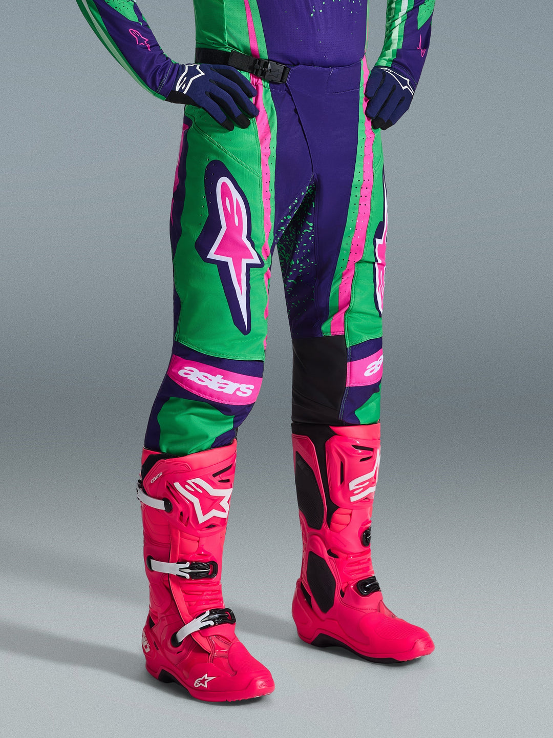 Pantaloni Alpinestars Techstar NOMUR - Viola Verde Rosa