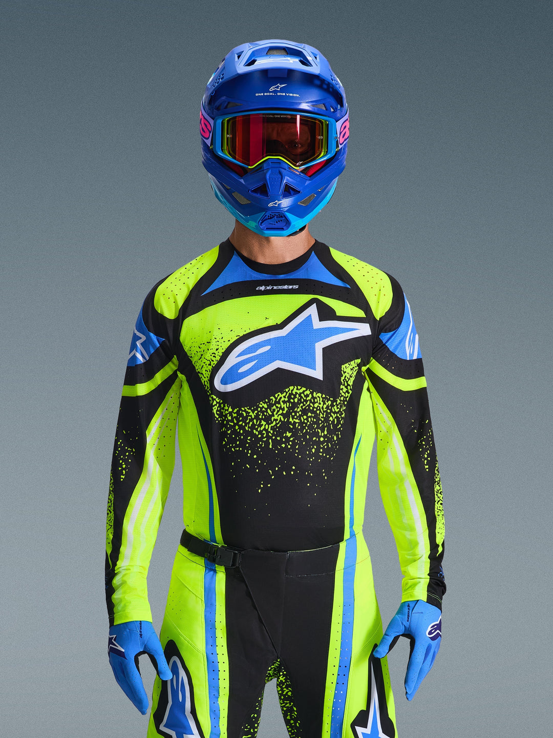 Maglia Alpinestars Techstar NOMUR - Blu Giallo Fluo