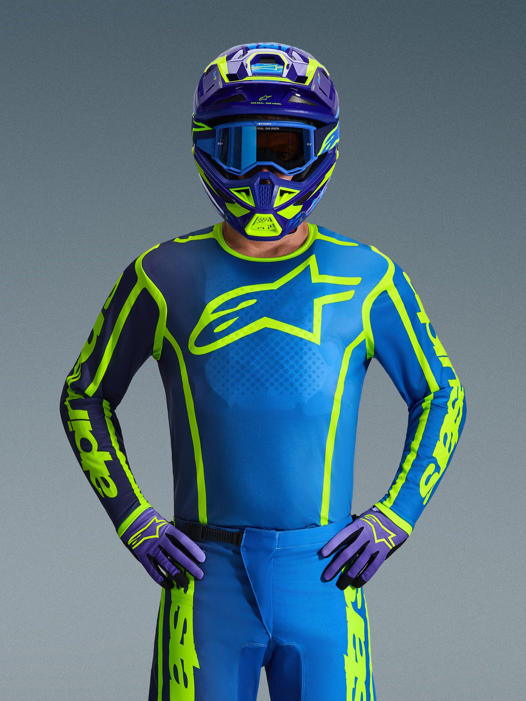 Maglia Alpinestars Fluid APEX - Blu Giallo Fluo