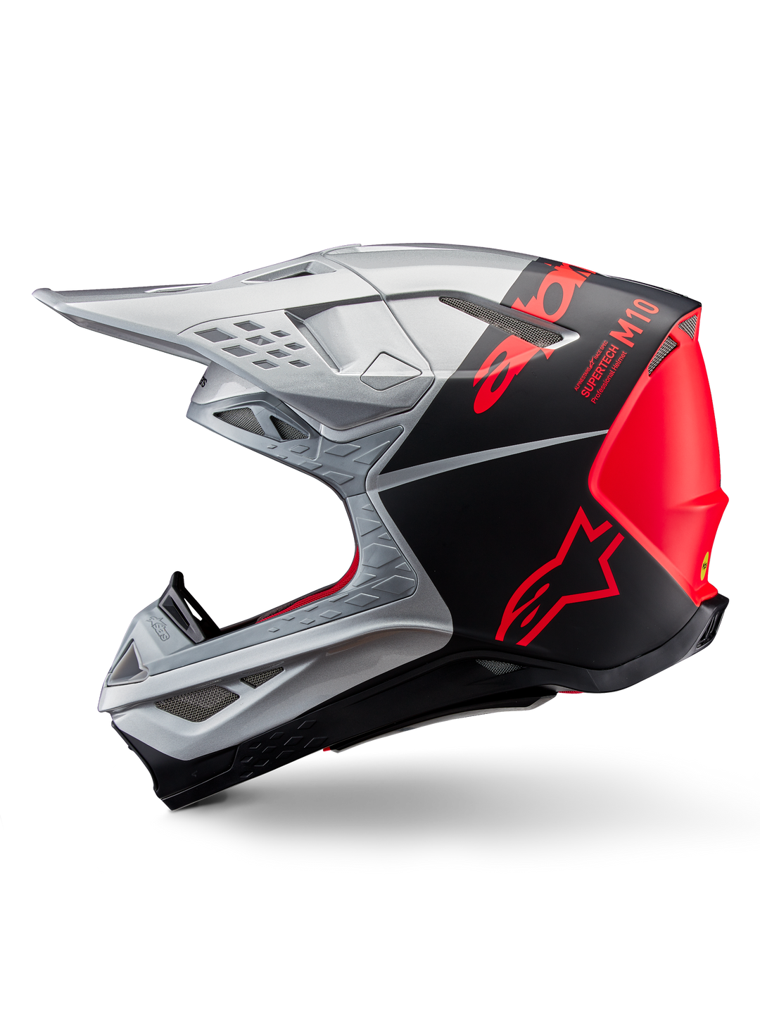 Alpinestars S-M10 Flood Helmet - Silver Orange Fluo