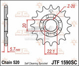 Pignone in acciaio JT - Yamaha YZ 125 YZF 250 / Fantic XE XXF