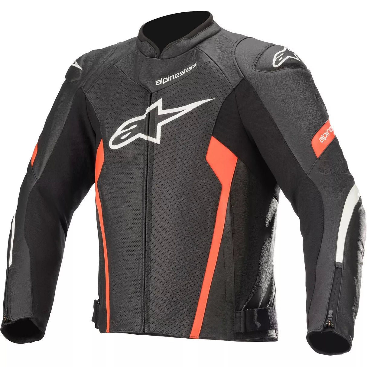 Giacca In Pelle Alpinestars Faster V2 AIRFLOW - Nero Rosso Fluo