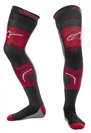 Calze Lunghe Ginocchiera Alpinestars Knee Brace Socks Red Black Gray